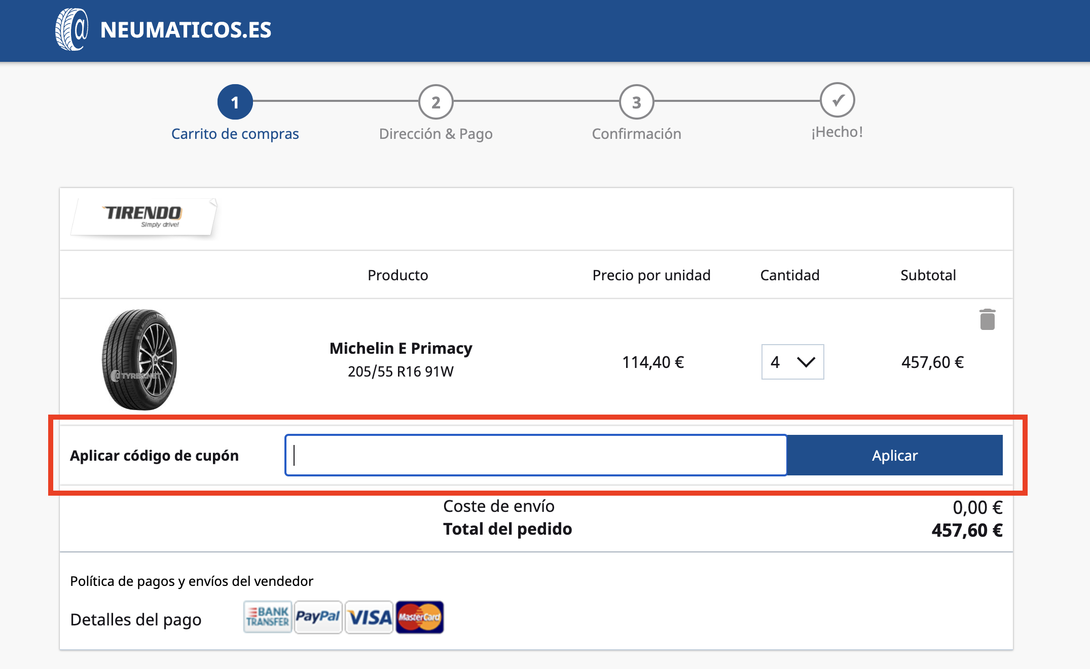 Neumáticos Códigos descuento